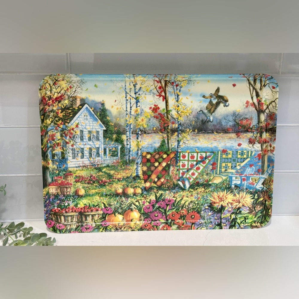 Vintage Rectangular Tray With Diane Phalen Watercolors Design 17.5”x12”